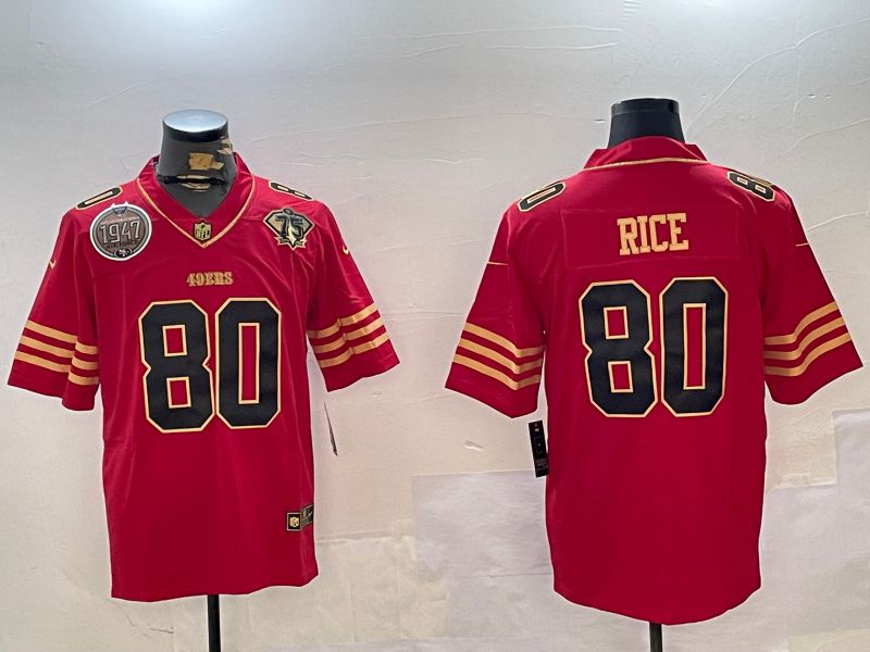 Men San Francisco 49ers #80 Rice Red Gold 2024 Nike Limited NFL Jersey style 12301->san francisco 49ers->NFL Jersey